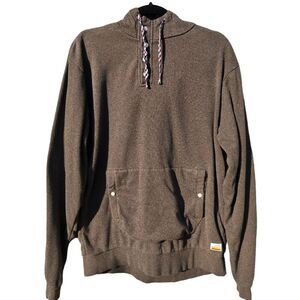 Slvdr Men's Brown Hoodie Sweatshirt 1/4 Buttoned XL‎